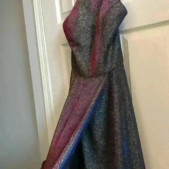 Prom Dress NWT Purple Silver Sparkle CorsetBack High Neck w/Pockets Women’s 10 - Picture 5 of 15